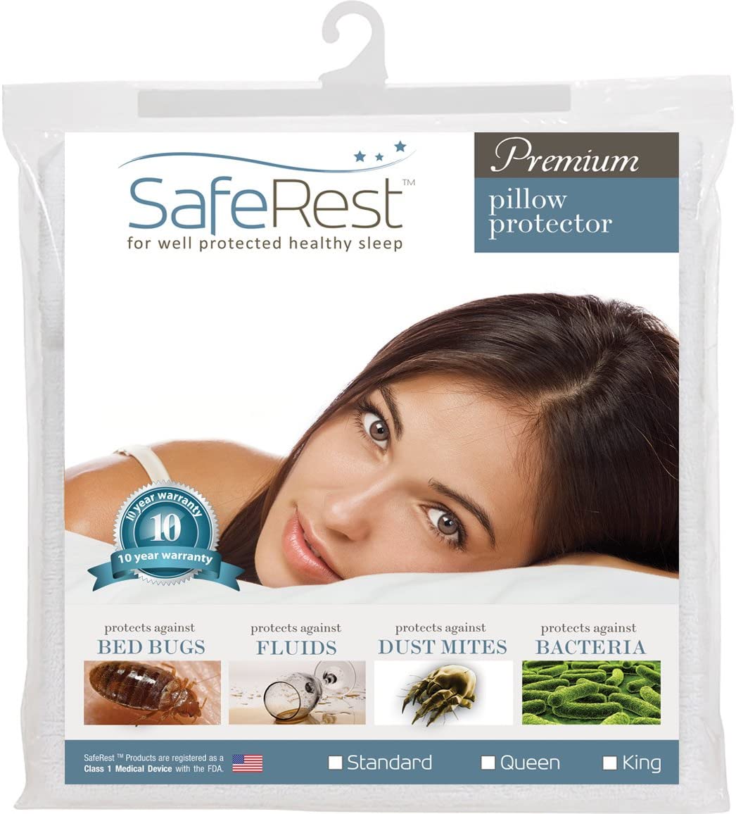 SafeRest Premium Hypoallergenic Zippered Waterproof Pillow Protector